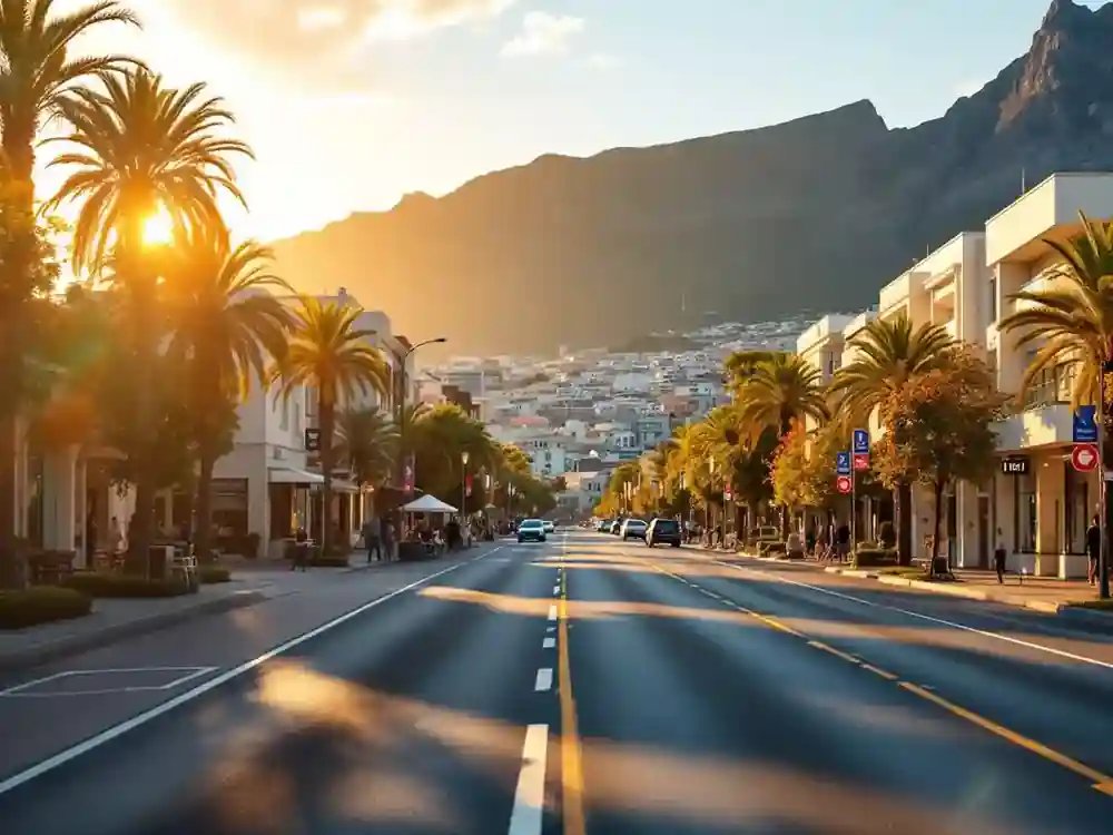 A South African street scene in the late afternoon